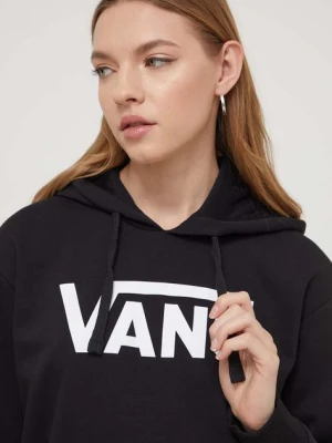 Vans bluza damska kolor czarny z kapturem z nadrukiem