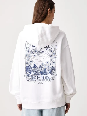 Vans bluza z kapturem damska bawełniana biały