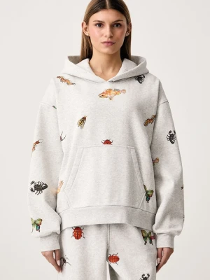 Vans bluza z kapturem damska z bawełną ZA szary