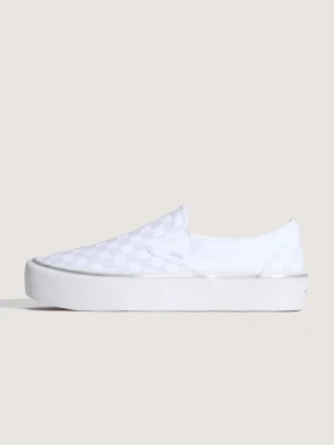 Vans - Buty Classic Slip-On Platform Checkerboard, male, Szary, Size: