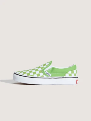 Vans - Buty dla dzieci Classic Slip-On Checkerboard (4-8 lat)unisex, Zielony, Size: