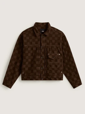 Vans - Check-5 Checkerboard Denim Trucker Jacke DEMITASSE, male, Brązowy