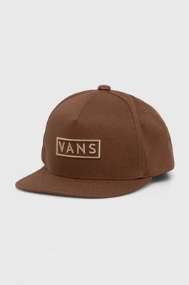 Vans czapka z daszkiem bawełniana kolor brązowy z aplikacją