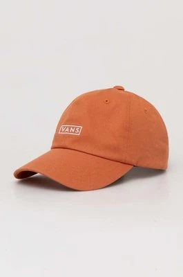 Vans czapka z daszkiem bawełniana kolor pomarańczowy z nadrukiem