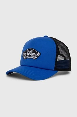 Vans czapka z daszkiem dziecięca CLASSIC PATCH CURVED BILL TRUCKER HAT kolor niebieski z aplikacją