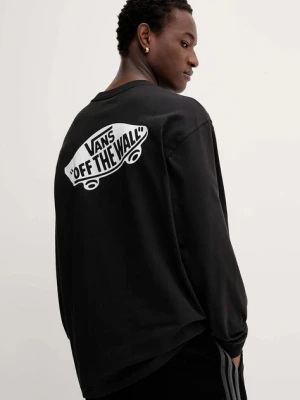 Vans longsleeve bawełniany kolor czarny z nadrukiem VN000R7AY281
