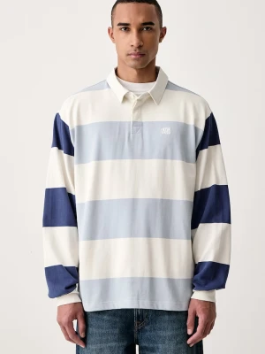 Vans longsleeve męski bawełniany 2-Tone Stripe Ward Rugby niebieski