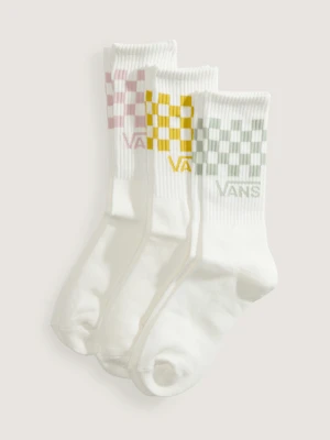 Vans - Skarpety Classic Check Crew (3 pary), Człowiek, Biały, Rozmiar: L (42.5-47​)