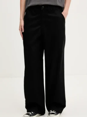 Vans spodnie damskie kolor czarny szerokie high waist VN000HGKBLK1