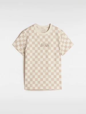 Vans - T-shirt Allover Check Crew, female, Beżowy, Size: