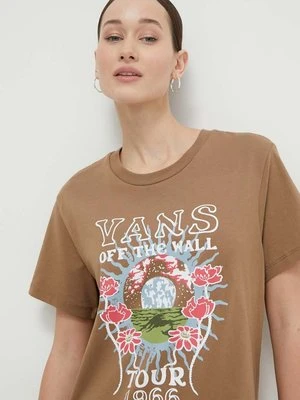 Vans t-shirt bawełniany damski kolor brązowy