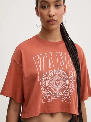 Vans t-shirt bawełniany damski kolor brązowy VN000HHEC9J1