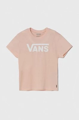 Vans t-shirt bawełniany dziecięcy GR FLYING V CREW GIRLS kolor różowy