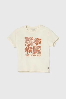 Vans t-shirt bawełniany dziecięcy TROPIC CHECK CREW kolor beżowy