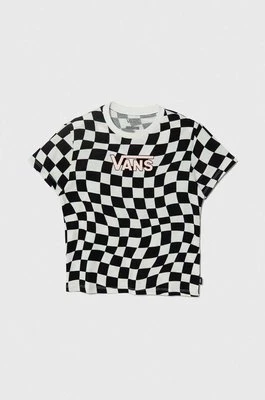 Vans t-shirt bawełniany dziecięcy WARPED 66 CHECK CREW kolor czarny
