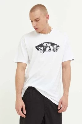 Vans t-shirt bawełniany kolor biały z nadrukiem