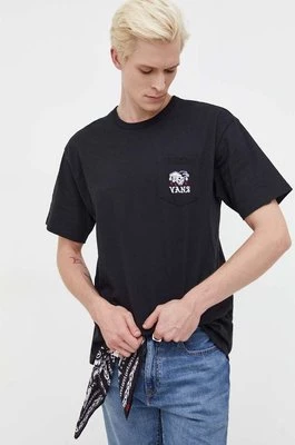 Vans t-shirt bawełniany kolor czarny z aplikacją