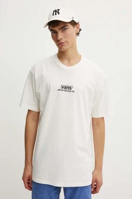 Vans t-shirt bawełniany męski kolor beżowy z nadrukiem VN000HFFFS81