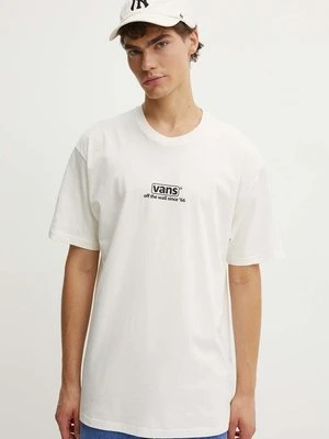 Vans t-shirt bawełniany męski kolor beżowy z nadrukiem VN000HFFFS81