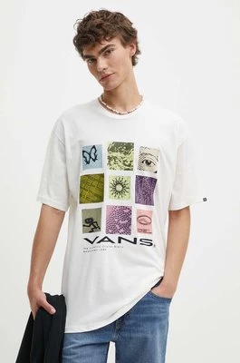 Vans t-shirt bawełniany męski kolor beżowy z nadrukiem VN000HFQFS81