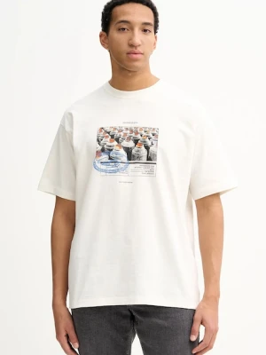 Vans t-shirt bawełniany męski kolor beżowy z nadrukiem VN000PCXFS81