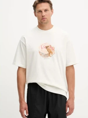 Vans t-shirt bawełniany męski kolor beżowy z nadrukiem VN000R15FS81