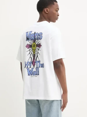 Vans t-shirt bawełniany męski kolor biały z nadrukiem VN000NWNWHT1