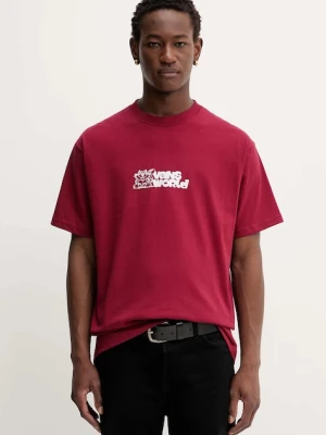 Vans t-shirt bawełniany męski kolor bordowy z nadrukiem VN000PBSBRD1