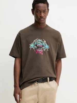Vans t-shirt bawełniany męski kolor brązowy z nadrukiem VN000PDYEMP1