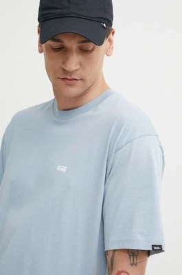Vans t-shirt bawełniany męski kolor niebieski gładki