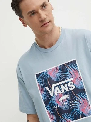 Vans t-shirt bawełniany męski kolor niebieski z nadrukiem