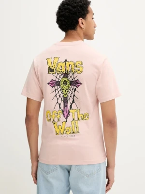 Vans t-shirt bawełniany męski kolor różowy z nadrukiem VN000NWNO3N1