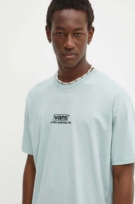 Vans t-shirt bawełniany męski kolor turkusowy z nadrukiem VN000HFFM8I1