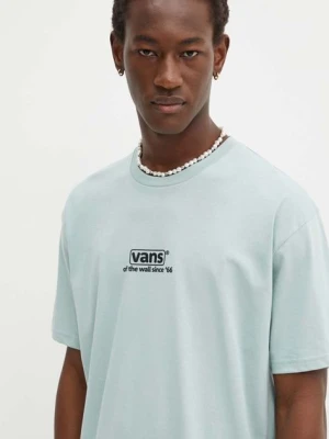 Vans t-shirt bawełniany męski kolor turkusowy z nadrukiem VN000HFFM8I1