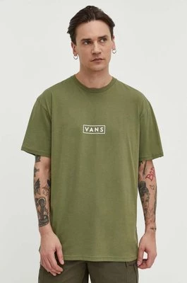 Vans t-shirt bawełniany męski kolor zielony z nadrukiem