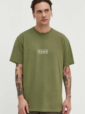 Vans t-shirt bawełniany męski kolor zielony z nadrukiem