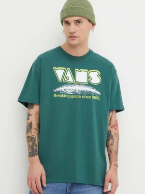 Vans t-shirt bawełniany męski kolor zielony z nadrukiem