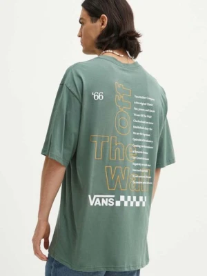 Vans t-shirt bawełniany męski kolor zielony z nadrukiem VN000HFT1CI1