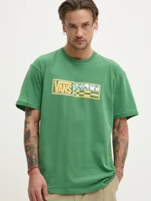 Vans t-shirt bawełniany męski kolor zielony z nadrukiem VN000NHMBR11