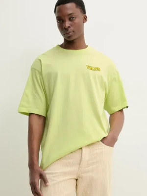 Vans t-shirt bawełniany męski kolor zielony z nadrukiem VN000NWGCLH1