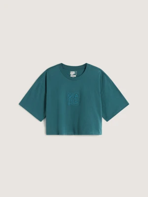 Vans - T-shirt Ellipse Relax Crop, female, Zielony, Size: