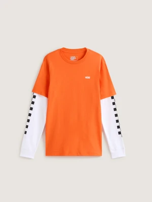 Vans - T-shirt LONG CHECK TWOFER (8-14 lat)unisex, Pomarańczowy, Size:
