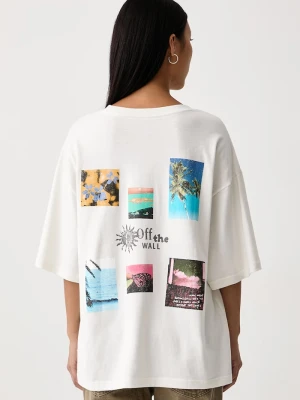 Vans T-shirt oversize damski bawełniany beżowy