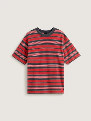 Vans - T-shirt Pique Stripe Knit, male, Czerwony, Size: