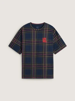 Vans - T-shirt Printed Plaid, Człowiek, Niebieski