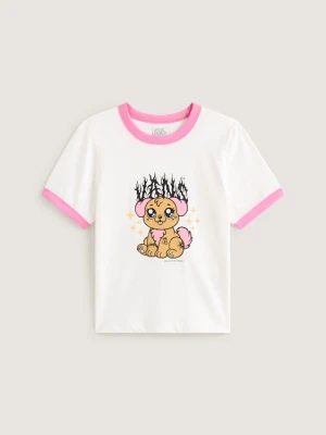 Vans - T-shirt Puppy Ringer, female, Biały, Size: