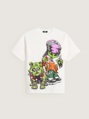 Vans - T-shirt Wreckpack Alien Dog, male, Biały, Size: