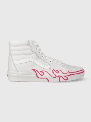 Vans trampki skórzane SK8-HI Flame damskie kolor biały VN0005UJYU21