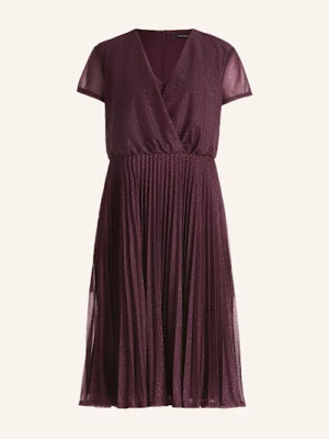 Vera Mont Sukienka Koktajlowa Z Błyszczącą Przędzą I Plisą rot