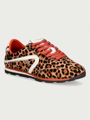 Verbenas JAMAICA ANIMALIER sneakersy damskie skórzane brązowy